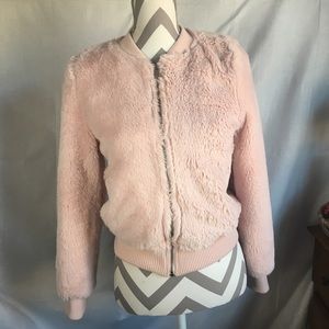 Love Tree Womans Pink Faux Fur Bomber Jacket. S